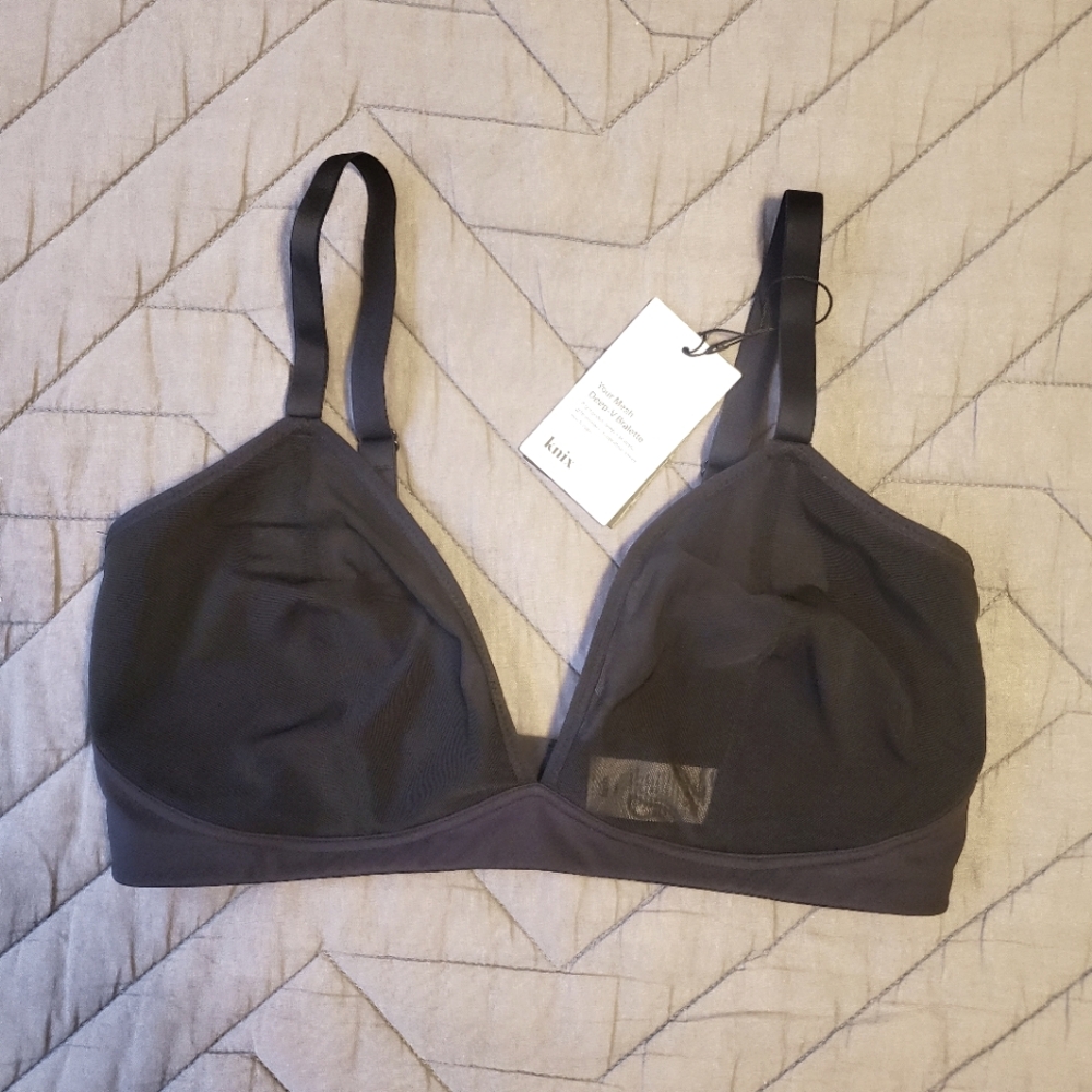 KNIX Mesh Deep-V Bralette, Black